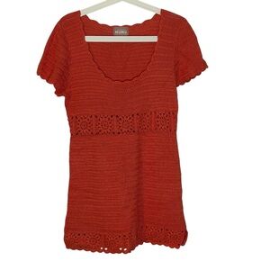 Show Me Your Mumu Crochet Destination Mini Dress Coral Small